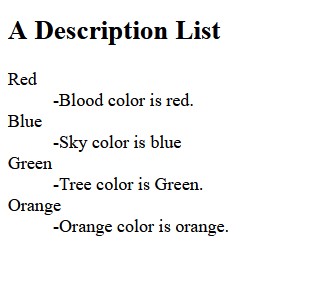 discription list