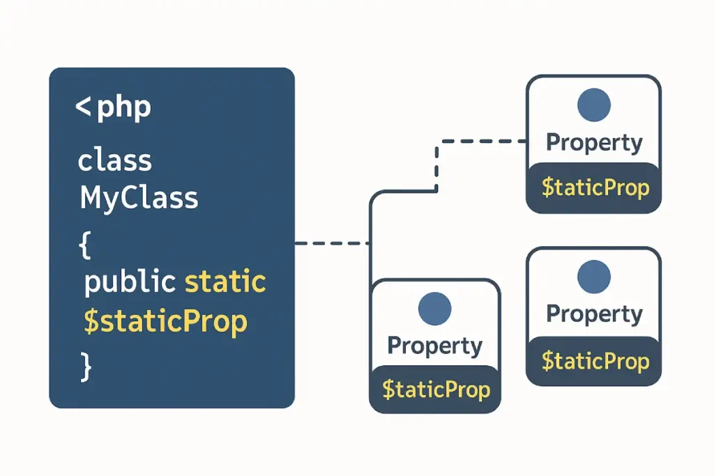 static properties php, php oop static properties, php static keyword example, php oop tutorial, php class static variables, php object oriented programming guide