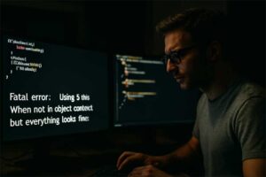 Fatal error: Using $this when not in object context but everything looks fine
