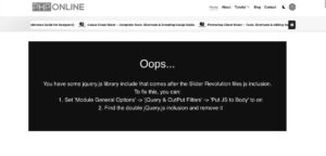 how to fix “You have some jquery.js library include that comes after the Slider Revolution files js inclusion.”